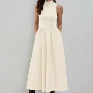 Elegant Cream Sleeveless Dress